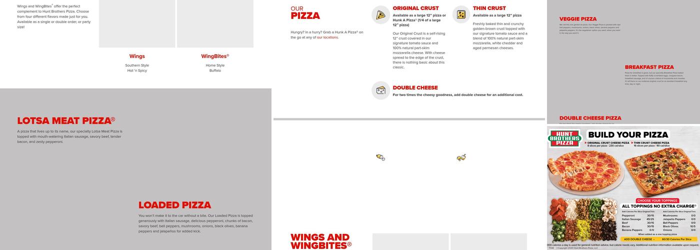 Hunt Brothers Pizza Menu