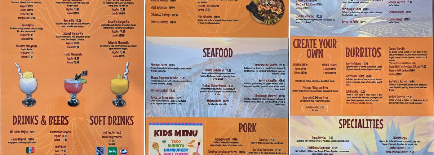 MI JALISCO ANDALUSIA Menu