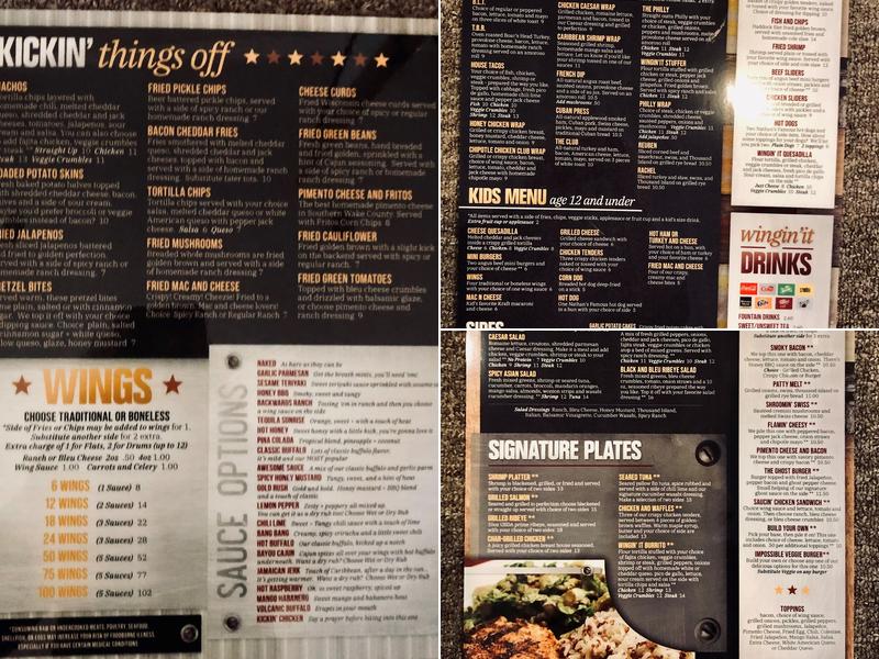 Wingin' It - Angier Menu