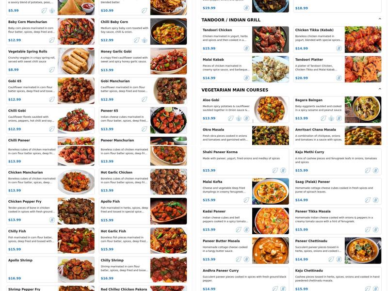 Red Chillez Indian Cuisine Menu