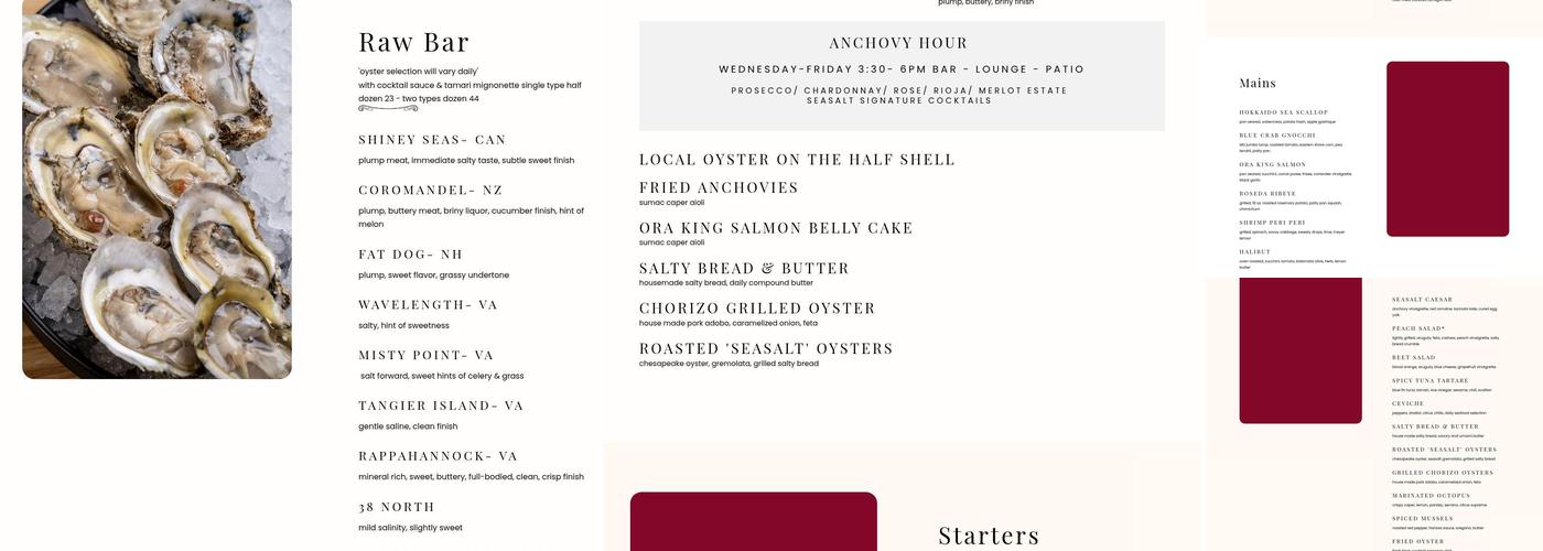 Seasalt Annapolis Menu