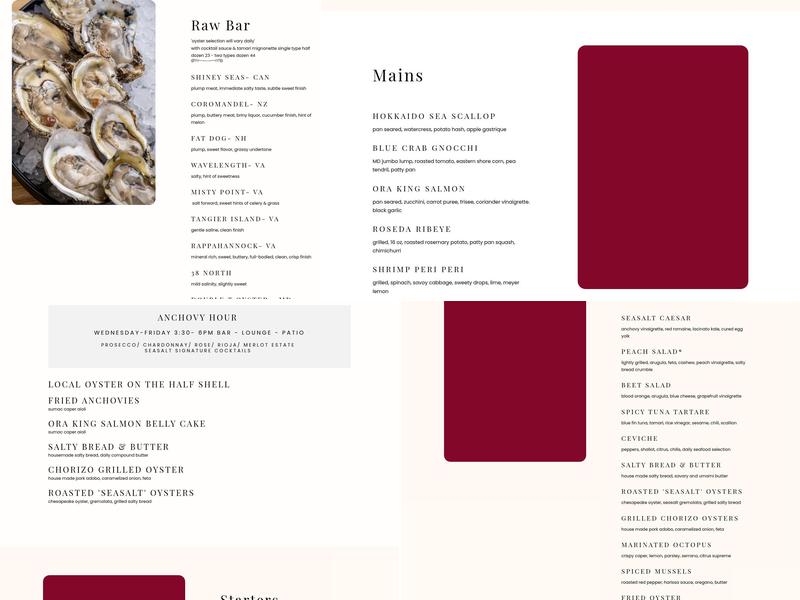 Seasalt Annapolis Menu