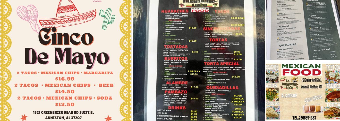 El Huarache Loco Menu