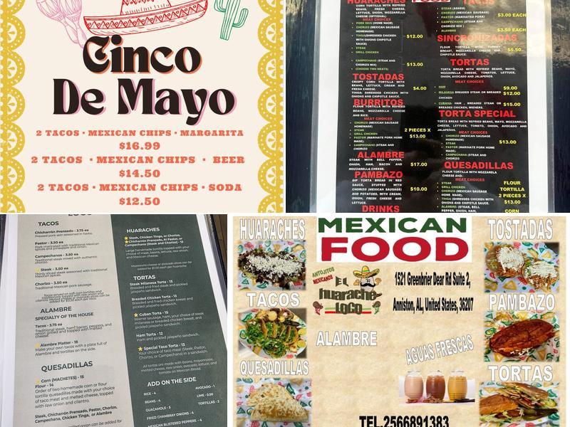 El Huarache Loco Menu