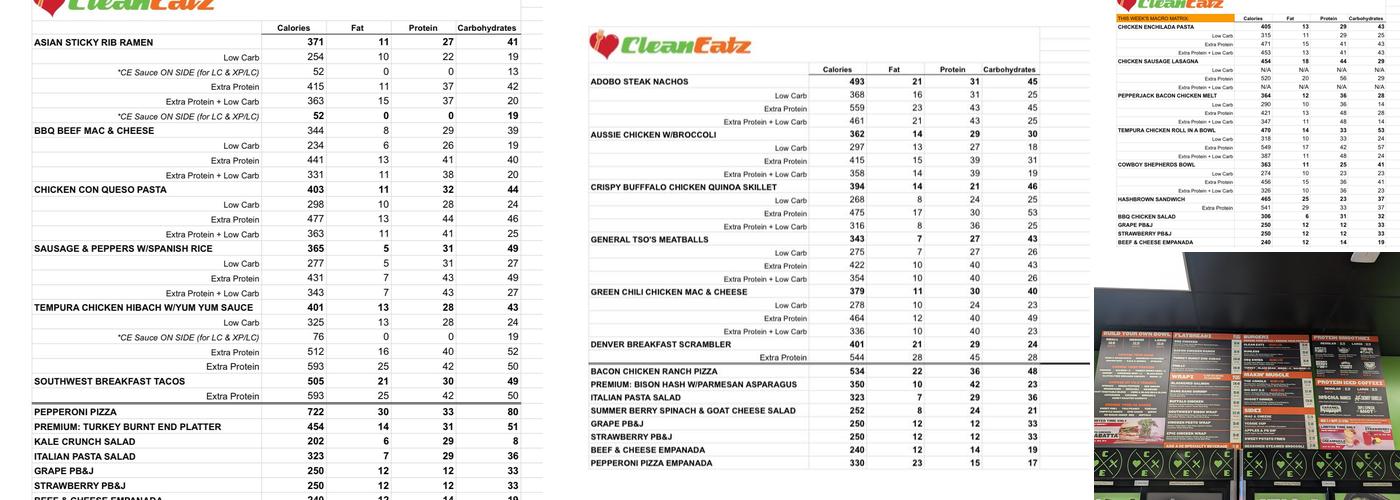 Clean Eatz Menu