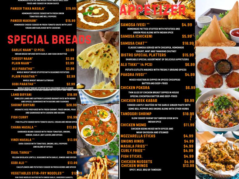 The Indian Bistro Menu
