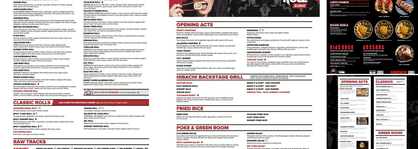 Rock N Roll Sushi Menu