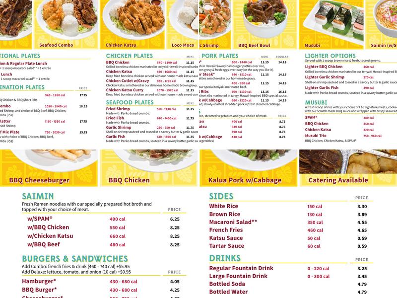 L & L Hawaiian BBQ Menu