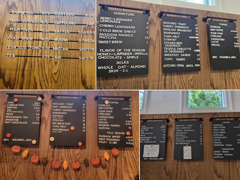Soloway coffee Menu