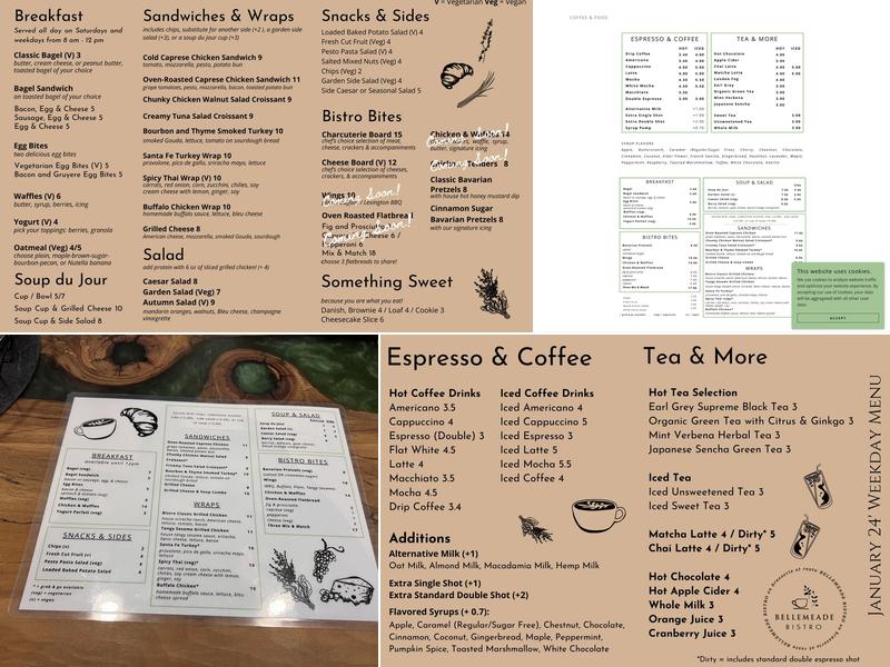 Bellemeade Bistro Menu