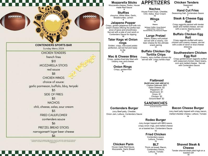 Contenders Sports Bar and Grill Menu