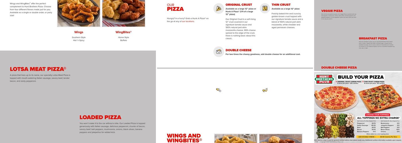 Hunt Brothers Pizza Menu