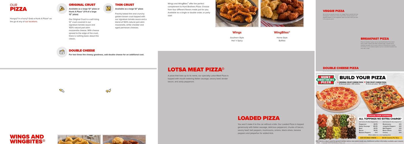 Hunt Brothers Pizza Menu