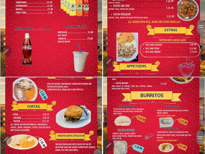 Diegolin mexican restaurant Menu