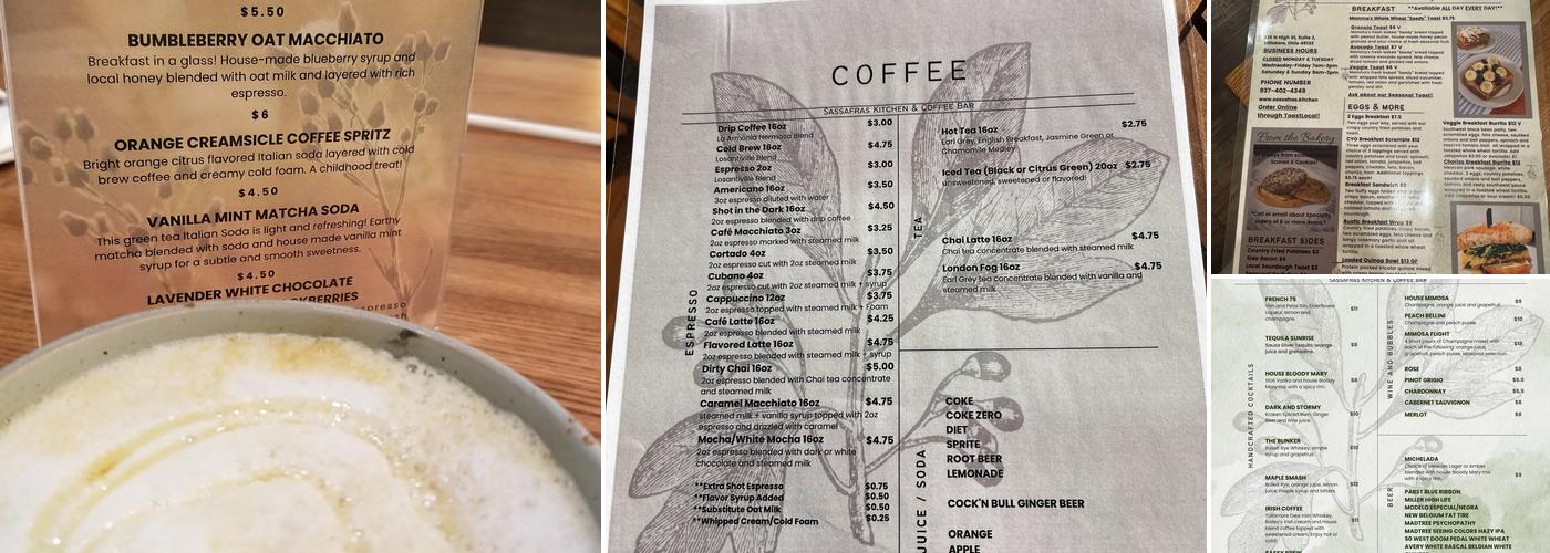 Sassafras Kitchen & Coffee Bar Menu