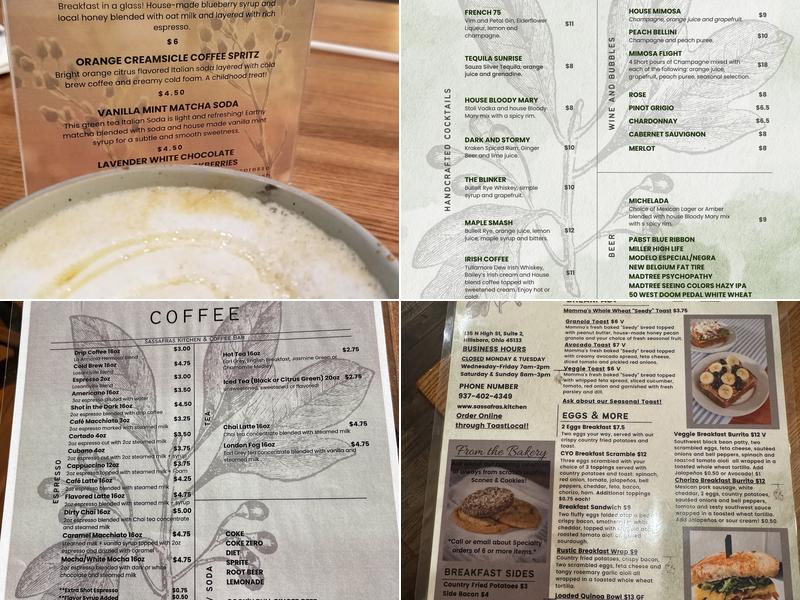 Sassafras Kitchen & Coffee Bar Menu