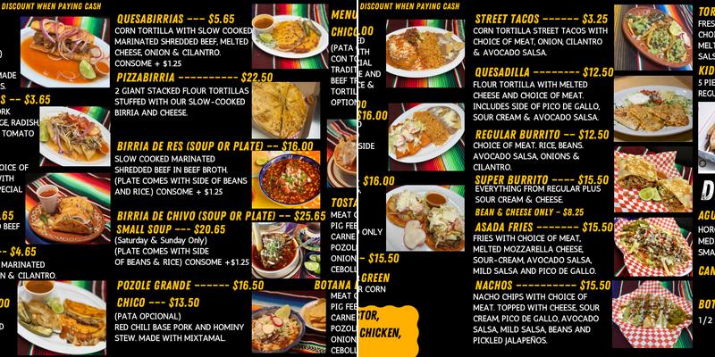 El Rinconsito De Jalisco Menu
