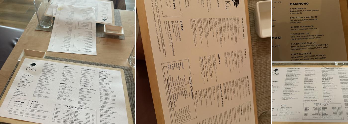 O-Ku Menu