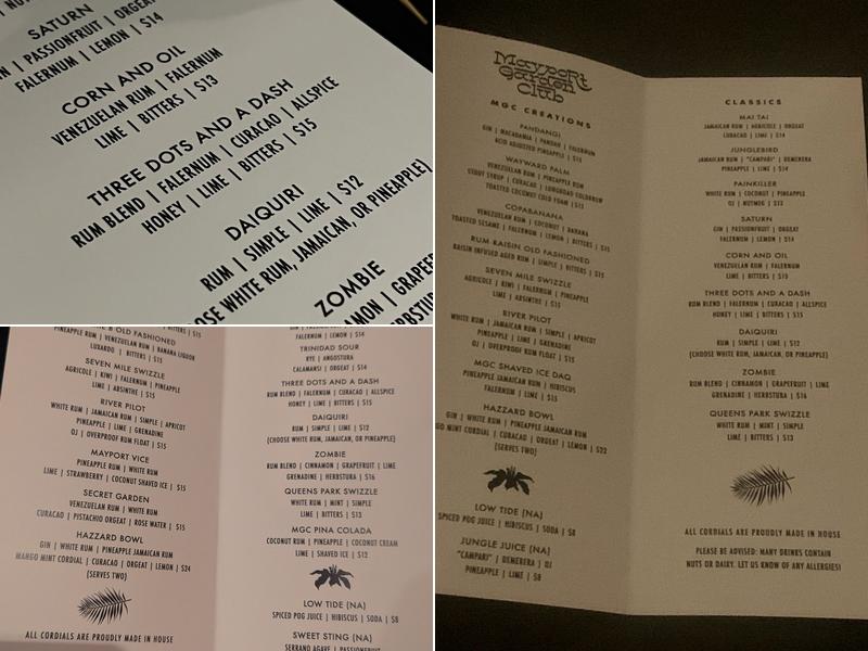 Mayport Garden Club Menu