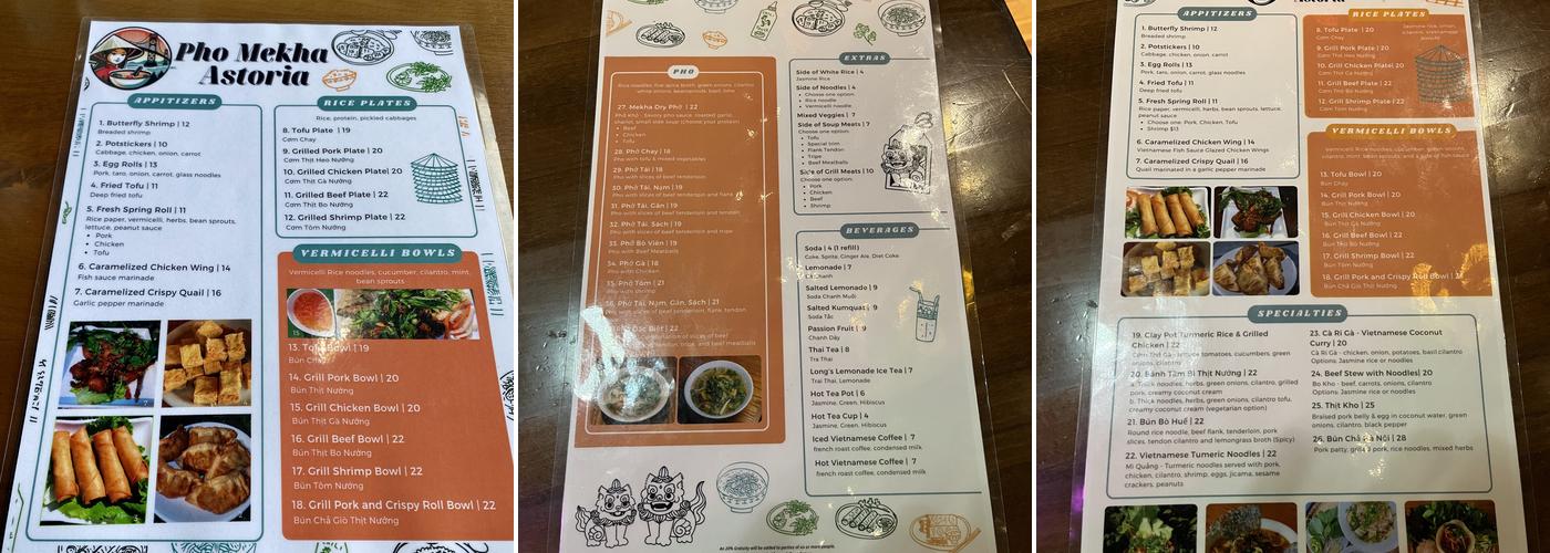Pho Mekha Astoria Menu