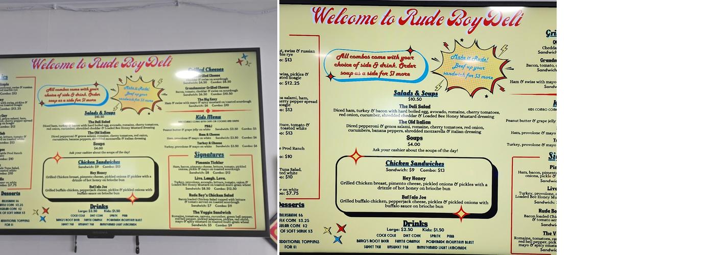 Rude Boy Deli Menu