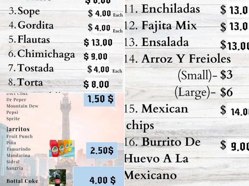Taqueria El Chinito Menu