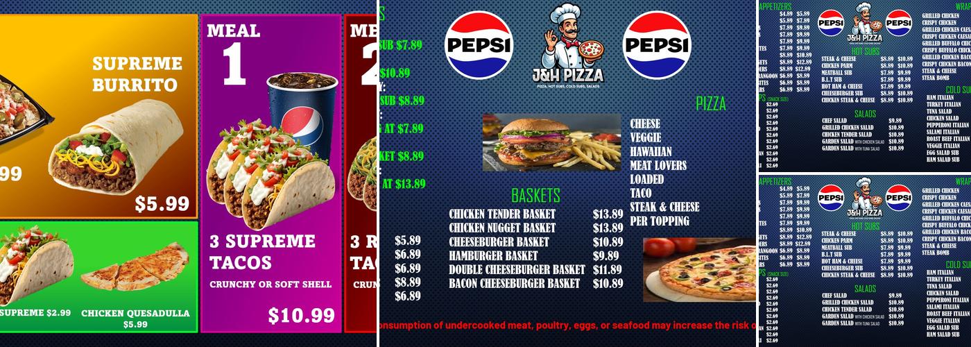 J&H Pizza Menu