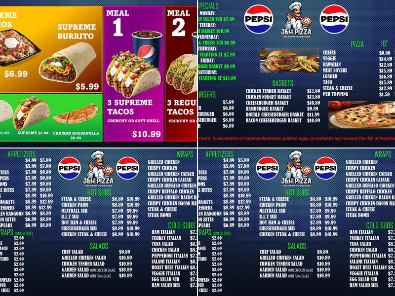 J&H Pizza Menu