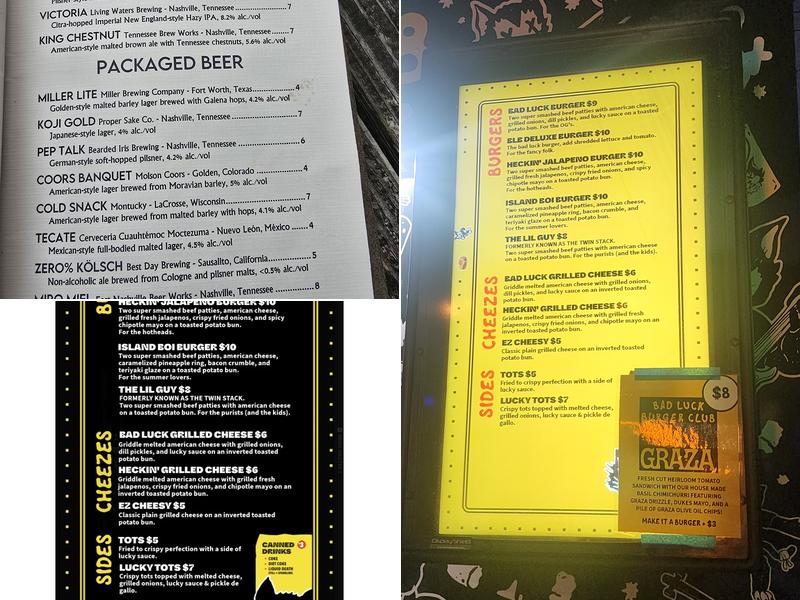 BAD LUCK BURGER CLUB Menu