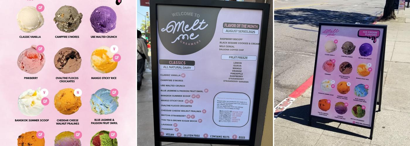 Melt Me Creamery Menu