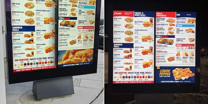 Zaxbys Chicken Fingers & Buffalo Wings Menu