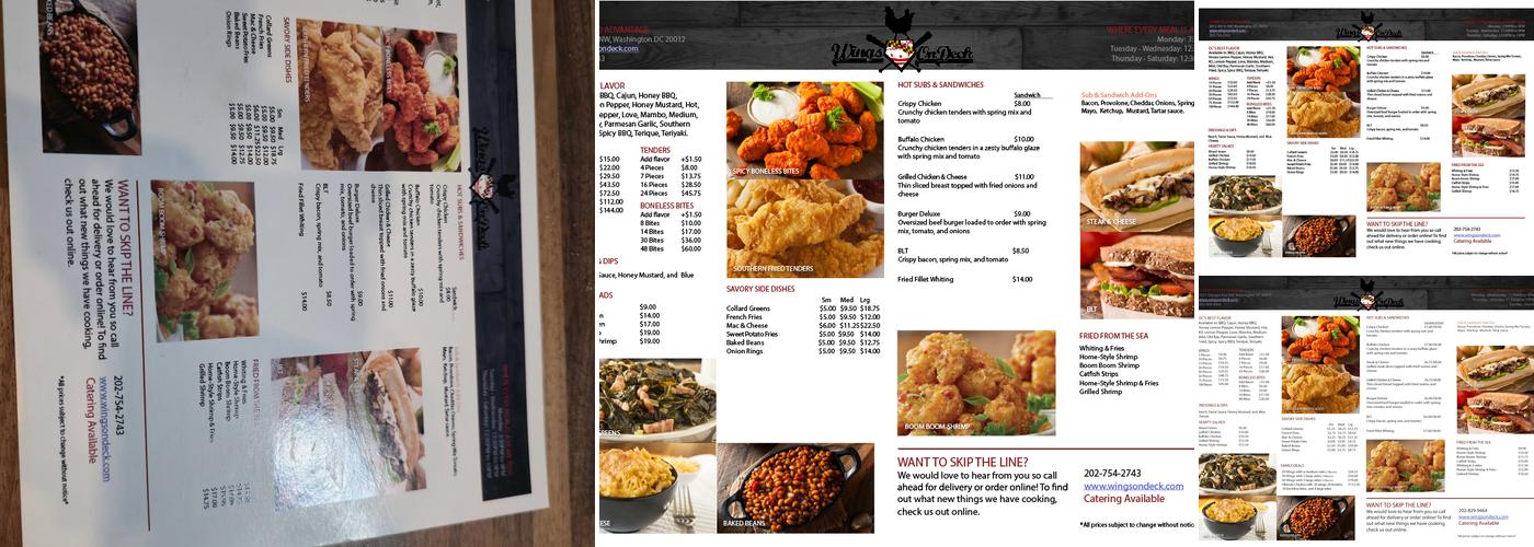 Wings on Deck Menu