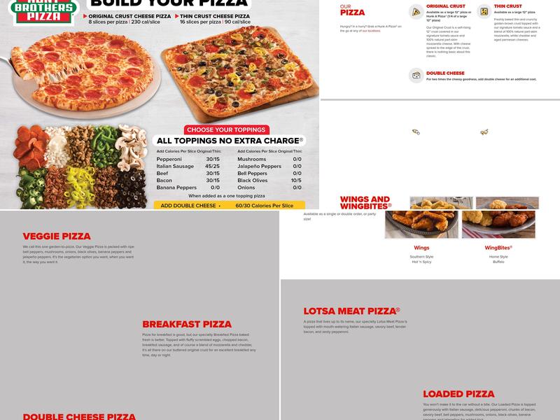 Hunt Brothers Pizza Menu