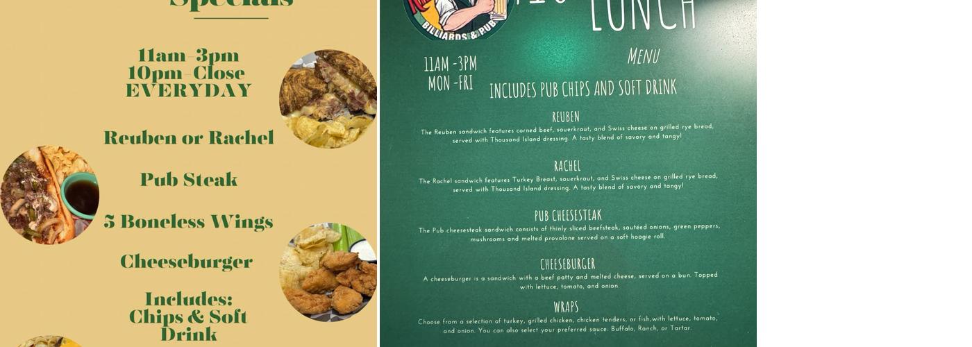 Jerk Riley’s Billiards and Irish Pub Menu