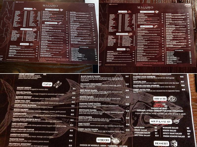 Maguro Menu