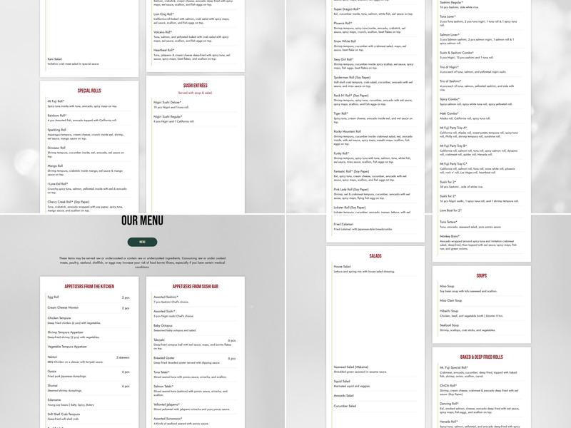 MtFuji Hibachi Sushi & Lounge Aurora(E Evans） Menu