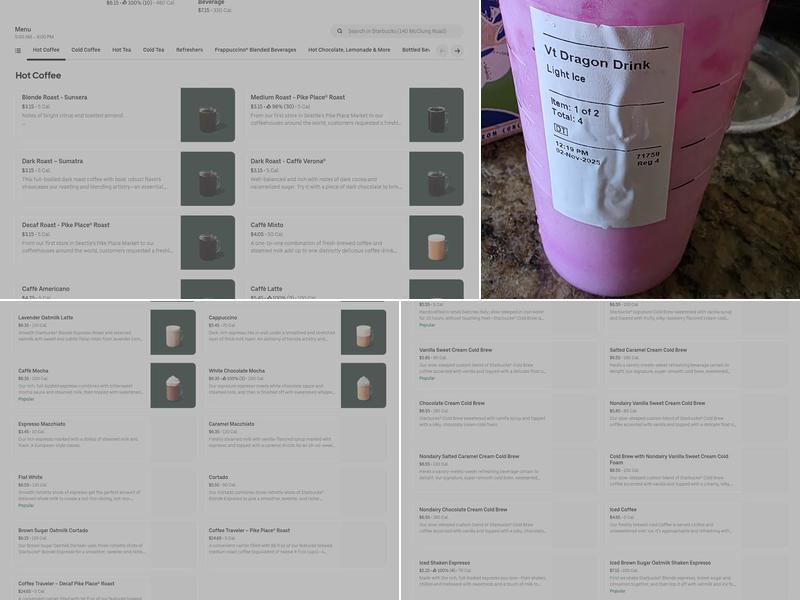 Starbucks Menu