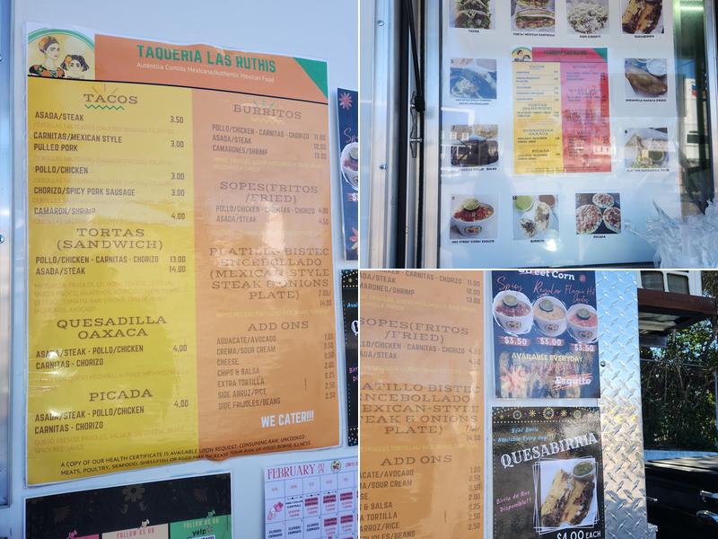 Taqueria Las Ruthis Food Truck Menu