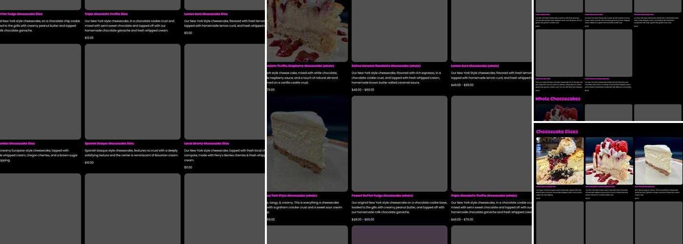 Indulge Artisan Cheesecake Menu