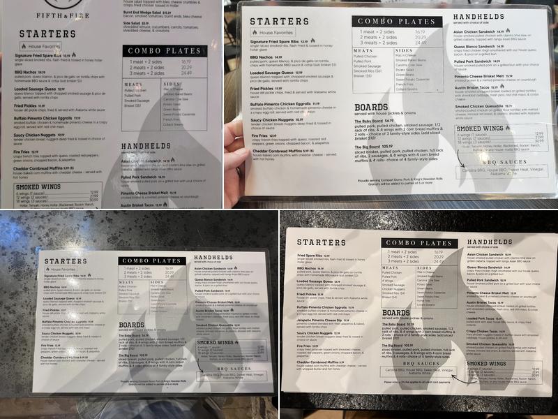 5th & Fire Menu