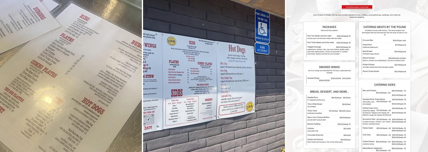 DBA Barbecue - Chastain Menu