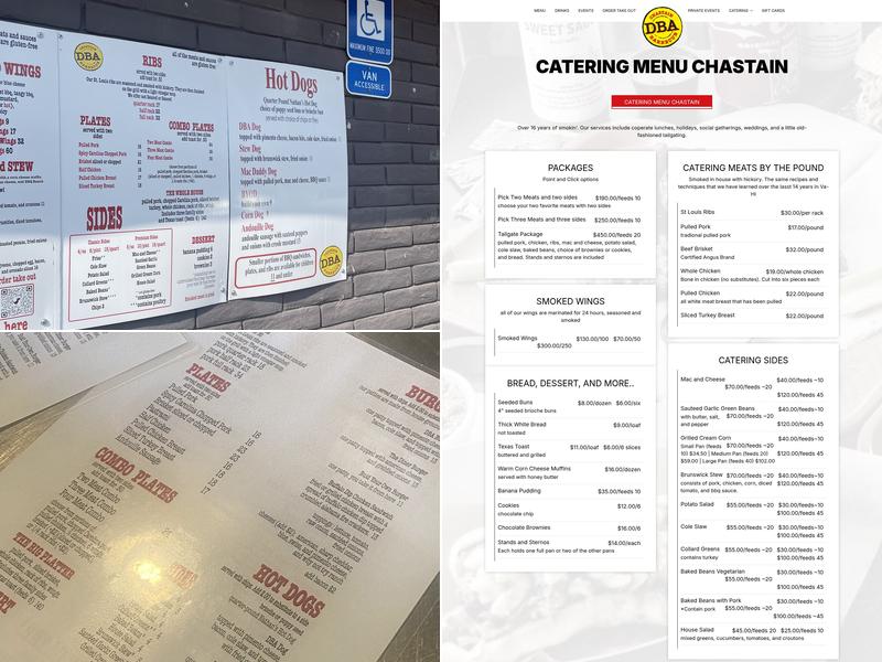 DBA Barbecue - Chastain Menu