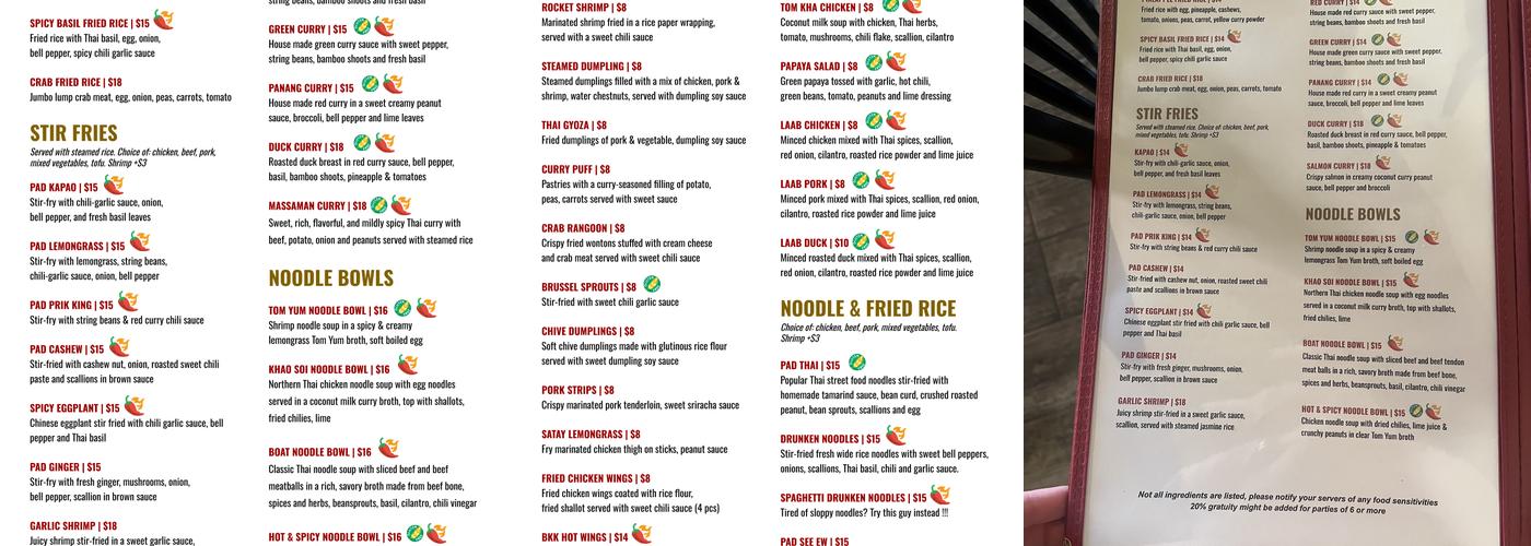 Tiki Garden Thai Street Food Alexandria Menu