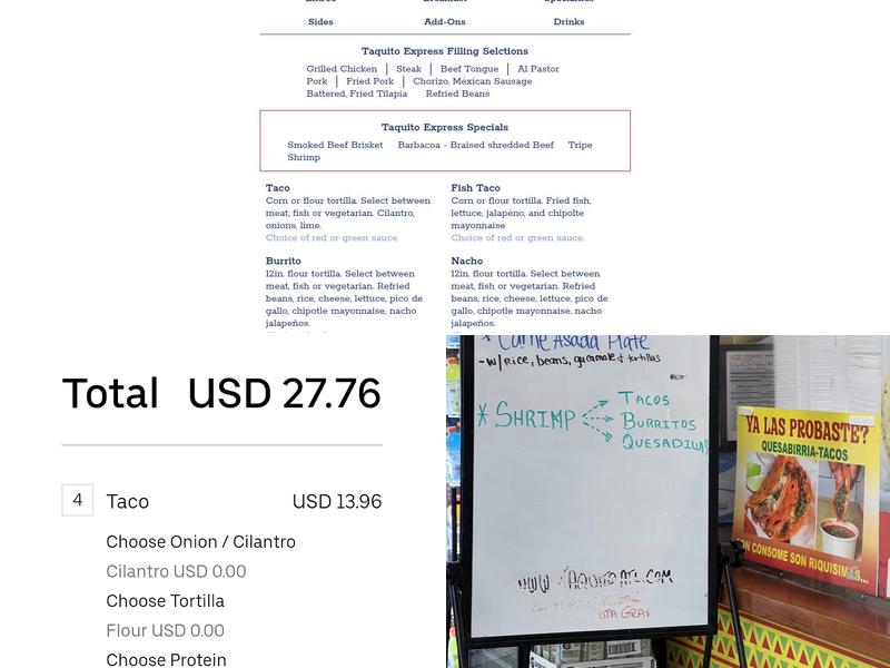 Taqueria Taquito Express Menu