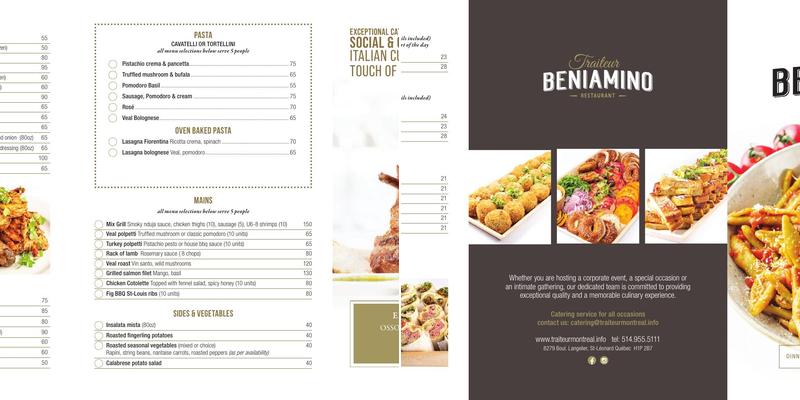 Beniamino Traiteur & Restaurant Menu
