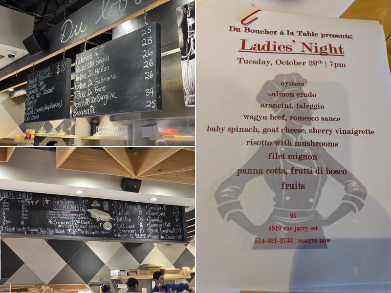 Du Boucher a la Table Menu