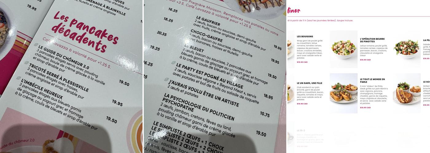 L'Œufrier (Saint-Léonard) Menu