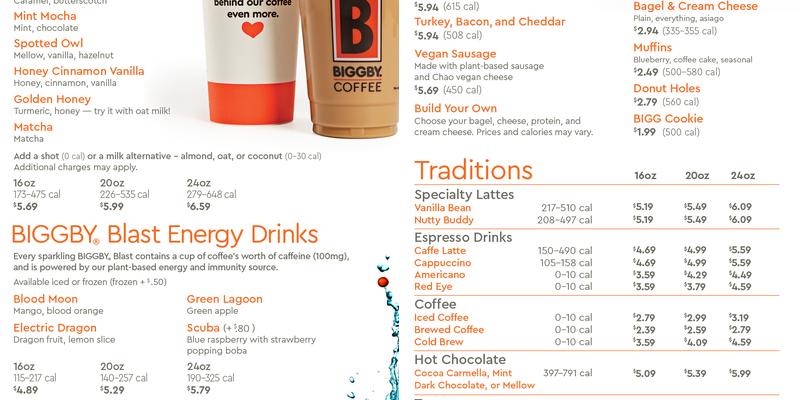 Biggby Coffee Menu