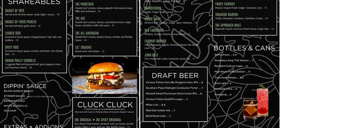 The Albatross Golf Pub Menu