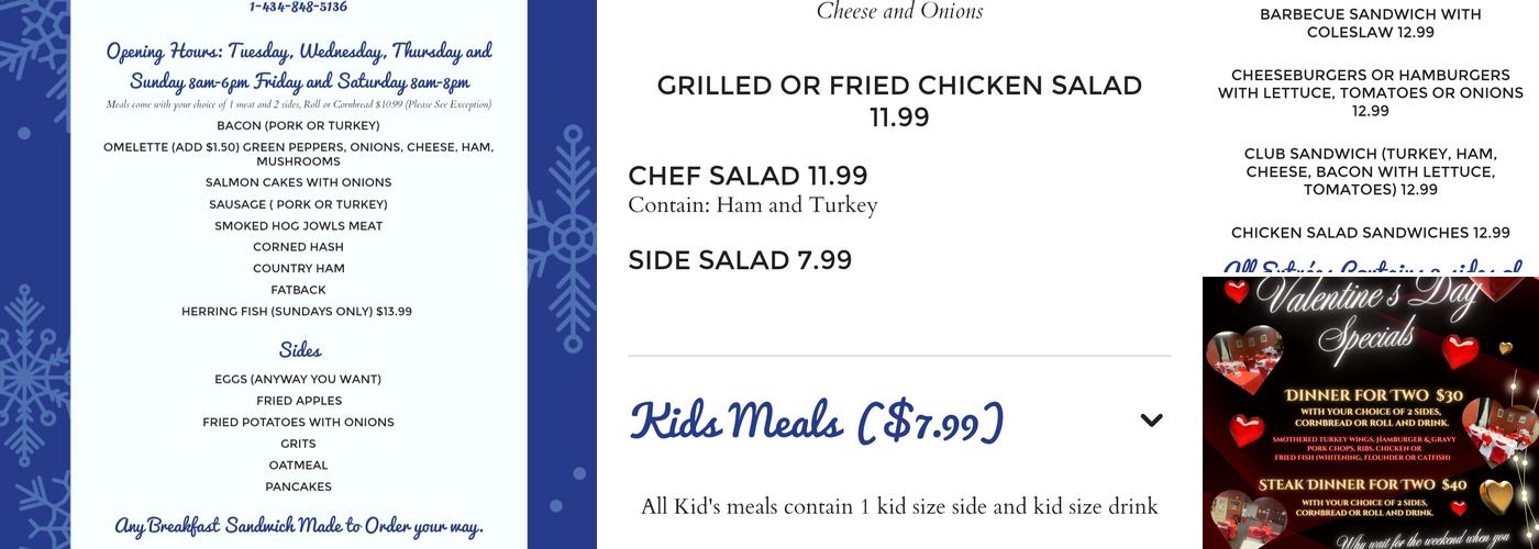 Tae's Soul Food Restaurant Menu